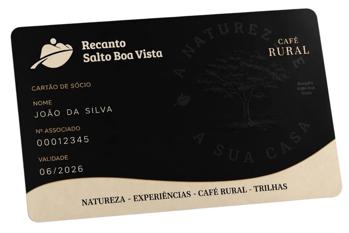 Carteirinha física de associado do Recanto Salto Boa Vista